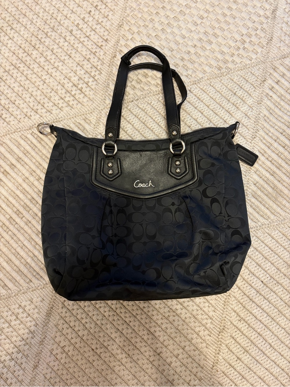 Coach Black Signature Jacquard Tote